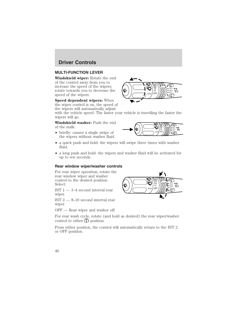 Driver controls | FORD 2003 Explorer v.4 User Manual | Page 46 / 280