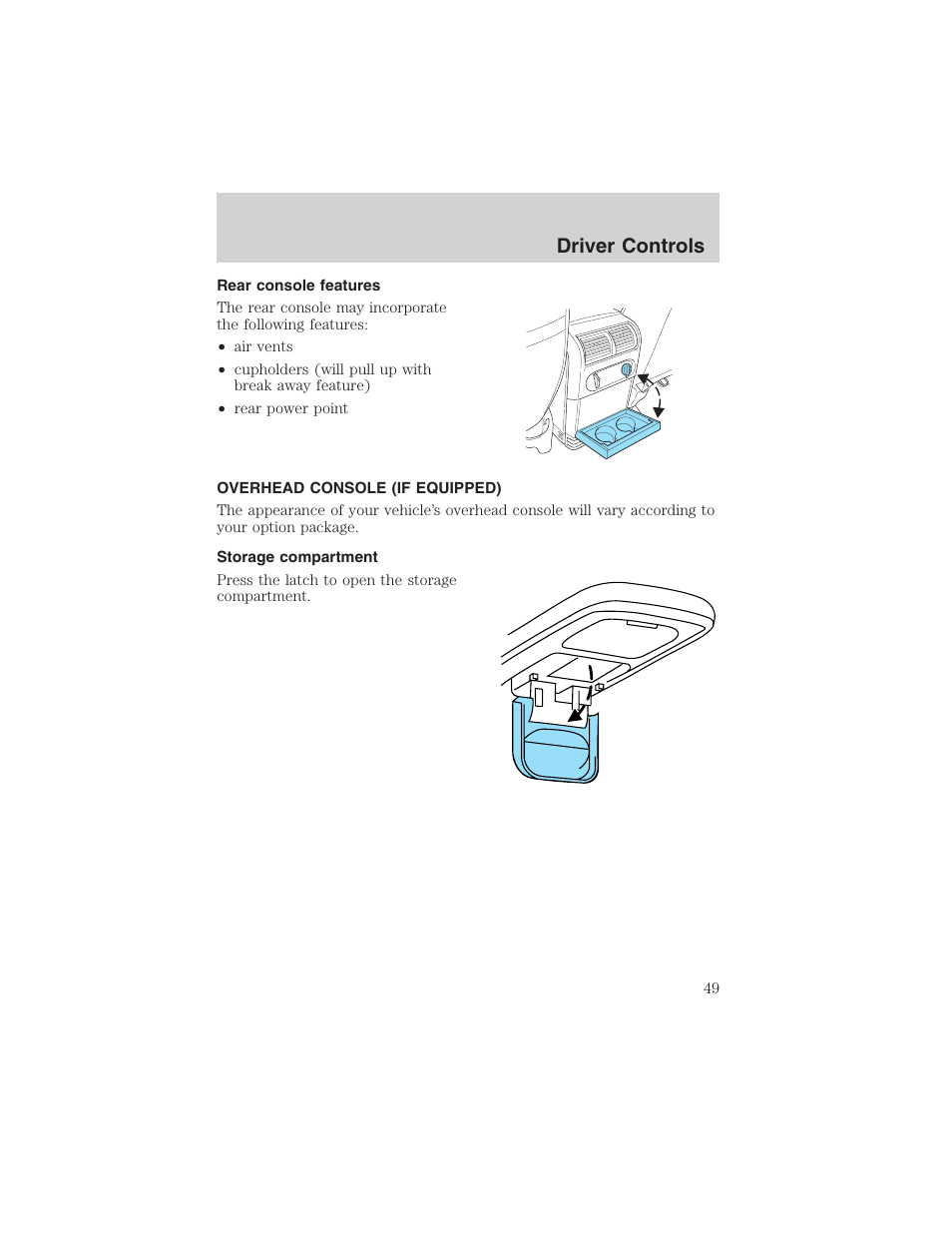Driver controls | FORD 2003 Explorer v.4 User Manual | Page 49 / 280