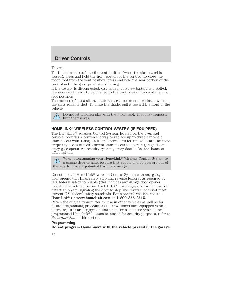 Driver controls | FORD 2003 Explorer v.4 User Manual | Page 60 / 280