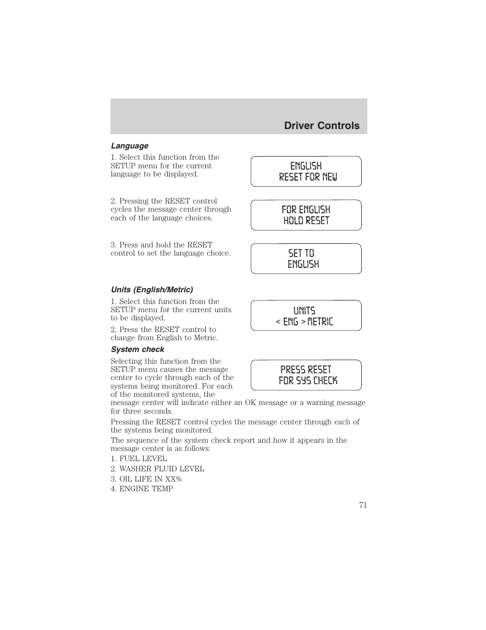 Driver controls | FORD 2003 Explorer v.4 User Manual | Page 71 / 280