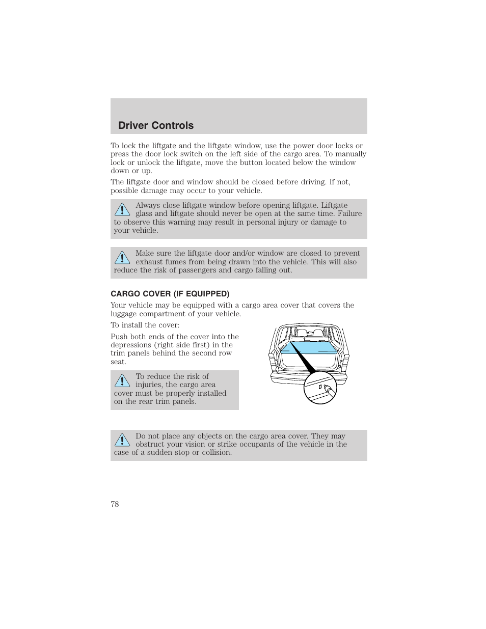 Driver controls | FORD 2003 Explorer v.4 User Manual | Page 78 / 280