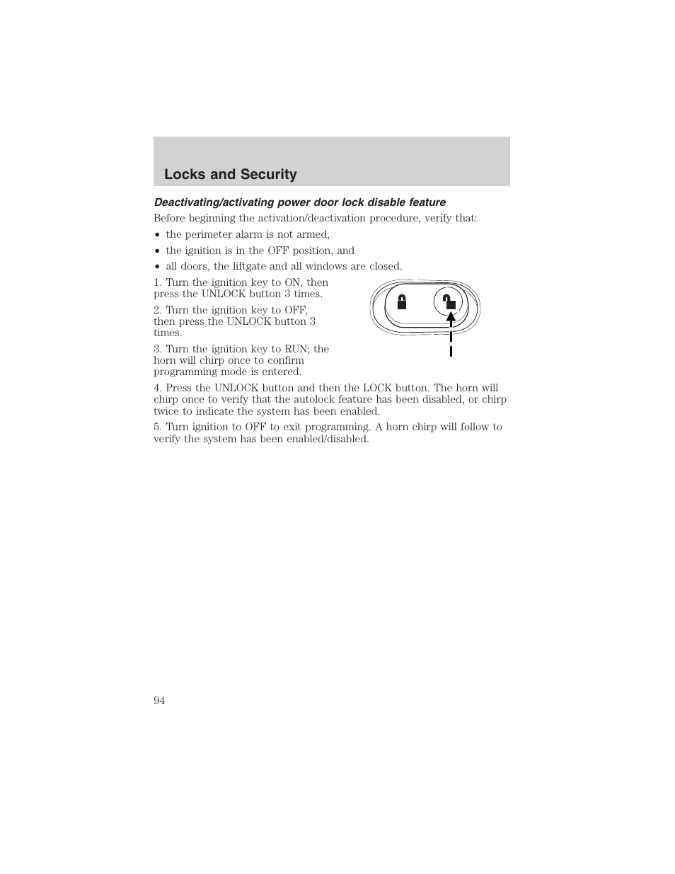 Locks and security | FORD 2003 Explorer v.4 User Manual | Page 94 / 280