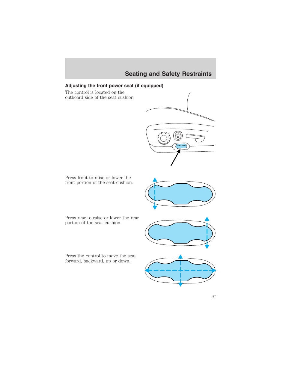 Seating and safety restraints | FORD 2003 Explorer v.4 User Manual | Page 97 / 280