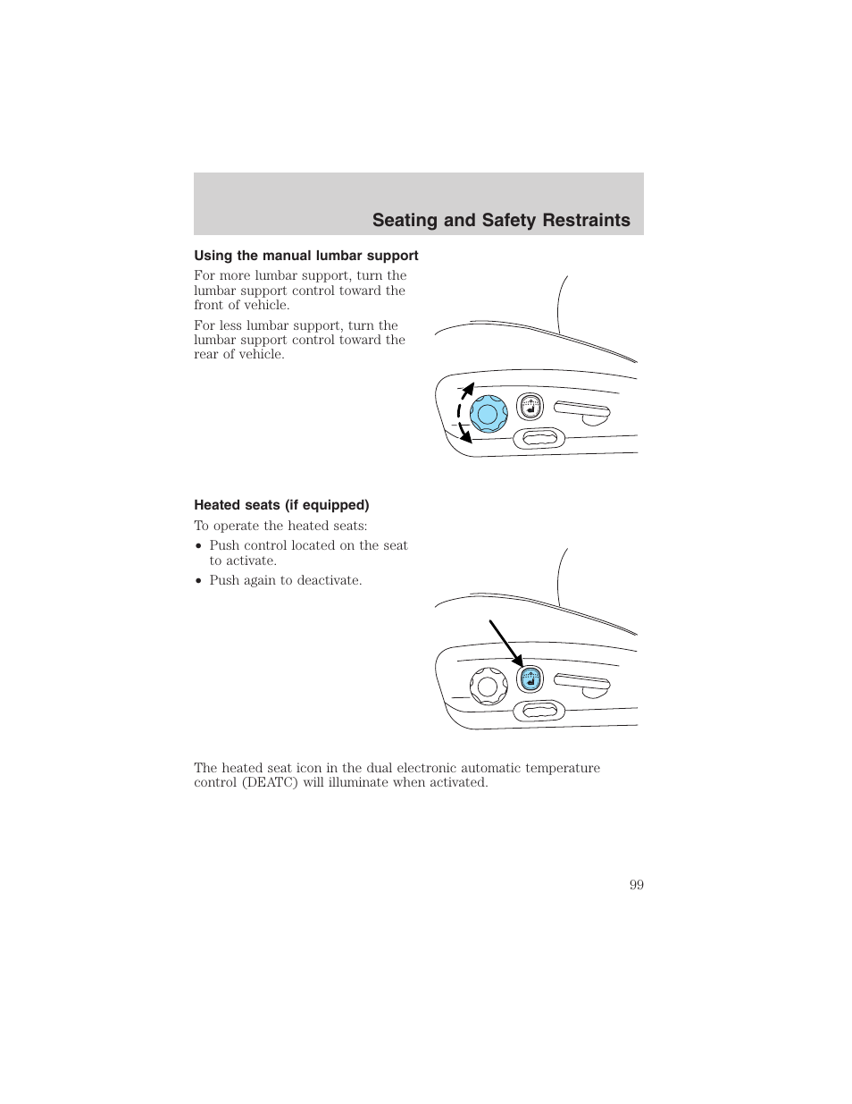 Seating and safety restraints | FORD 2003 Explorer v.4 User Manual | Page 99 / 280