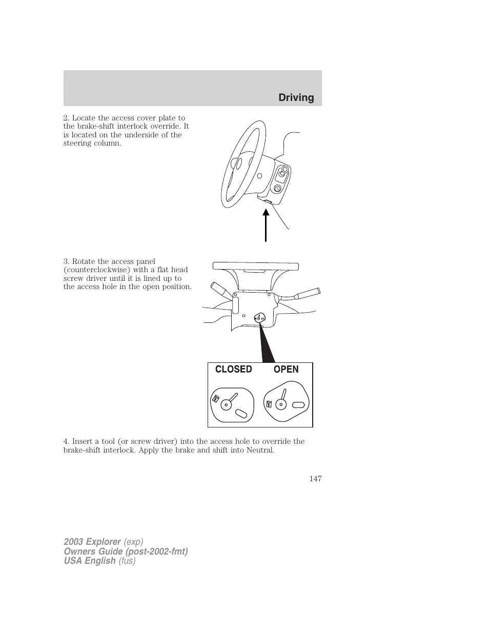 Driving | FORD 2003 Explorer v.5 User Manual | Page 147 / 280