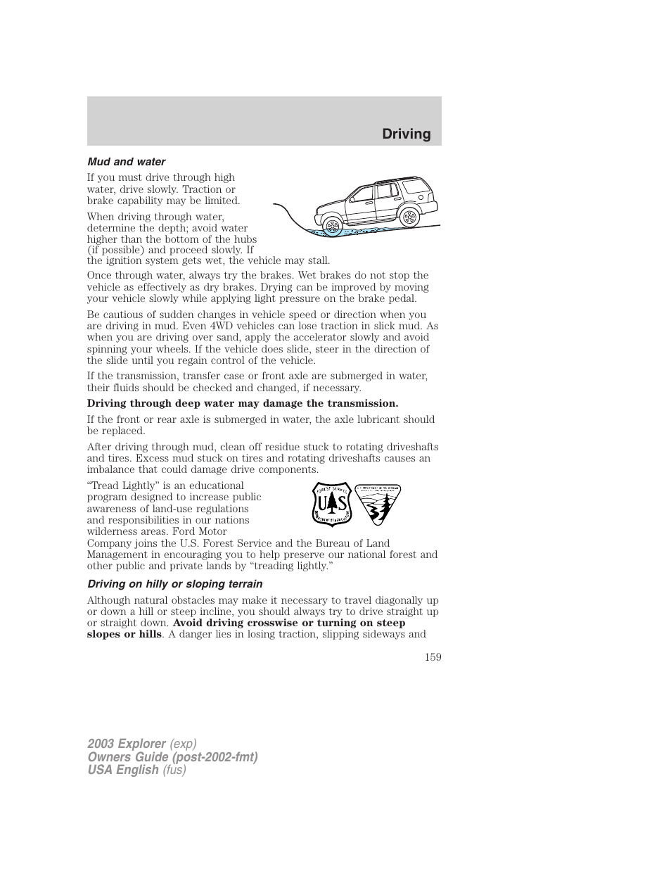 Driving | FORD 2003 Explorer v.5 User Manual | Page 159 / 280