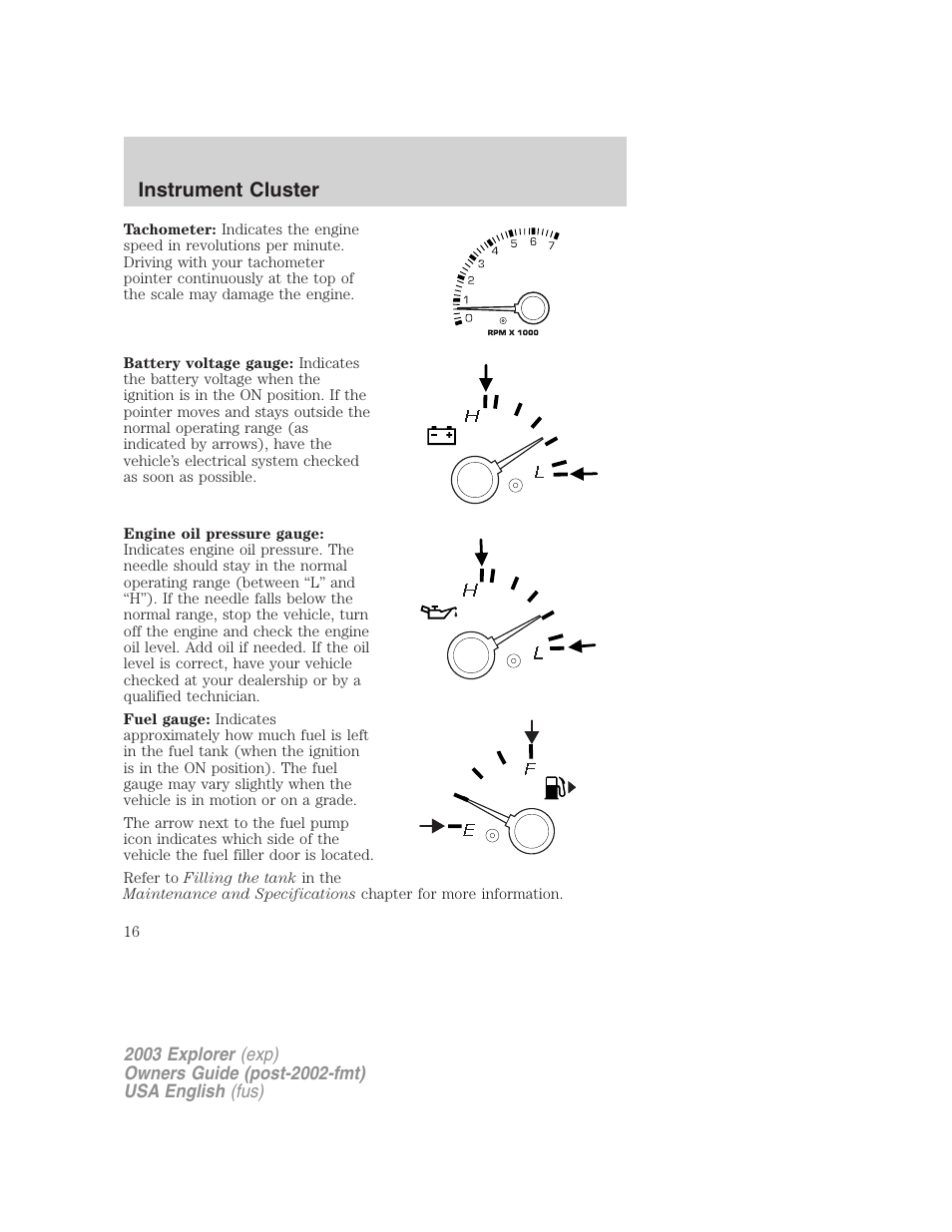 Instrument cluster | FORD 2003 Explorer v.5 User Manual | Page 16 / 280