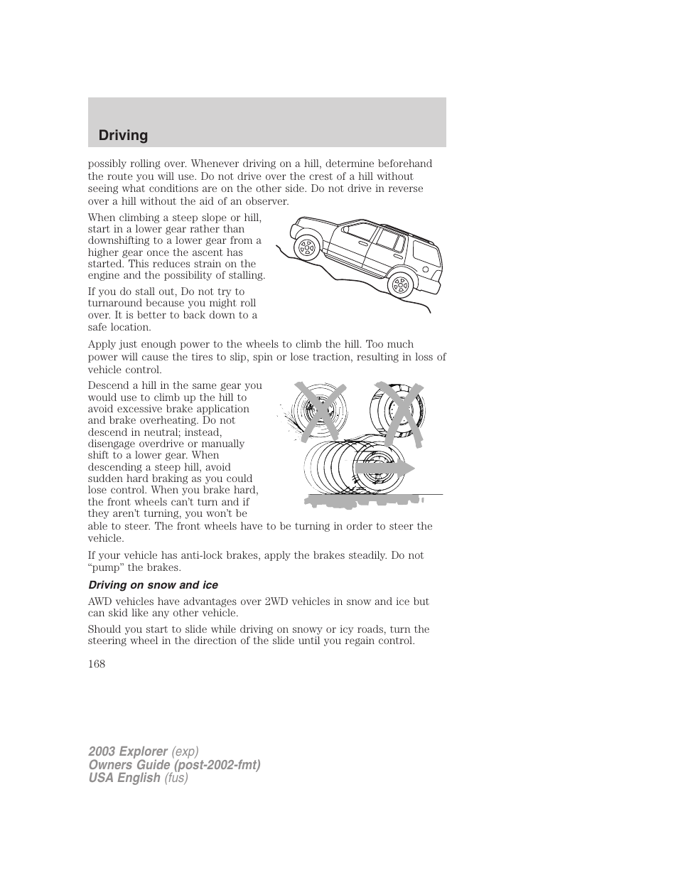 Driving | FORD 2003 Explorer v.5 User Manual | Page 168 / 280