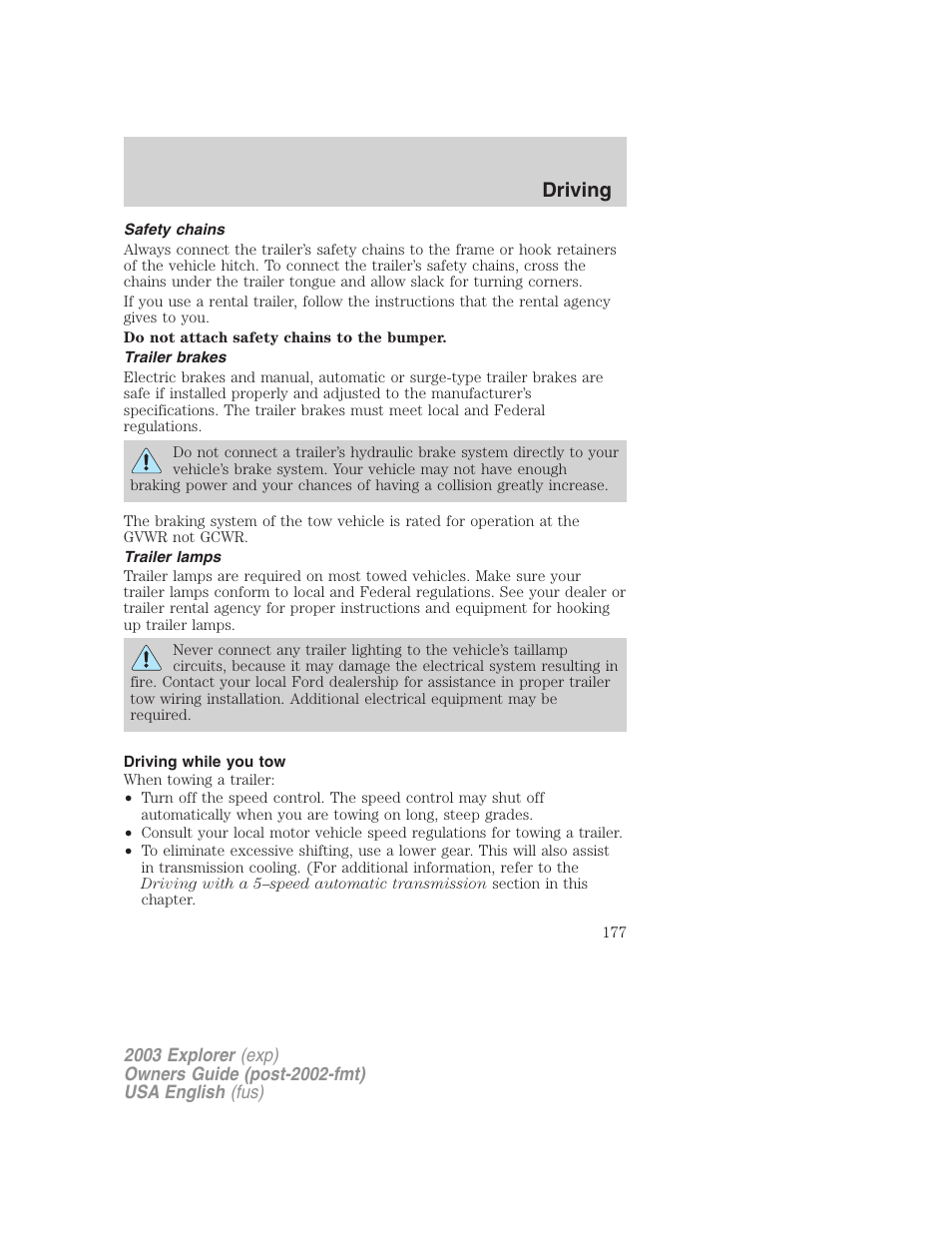 Driving | FORD 2003 Explorer v.5 User Manual | Page 177 / 280