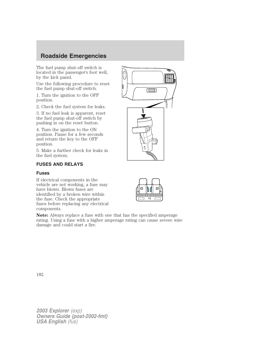 Roadside emergencies | FORD 2003 Explorer v.5 User Manual | Page 182 / 280
