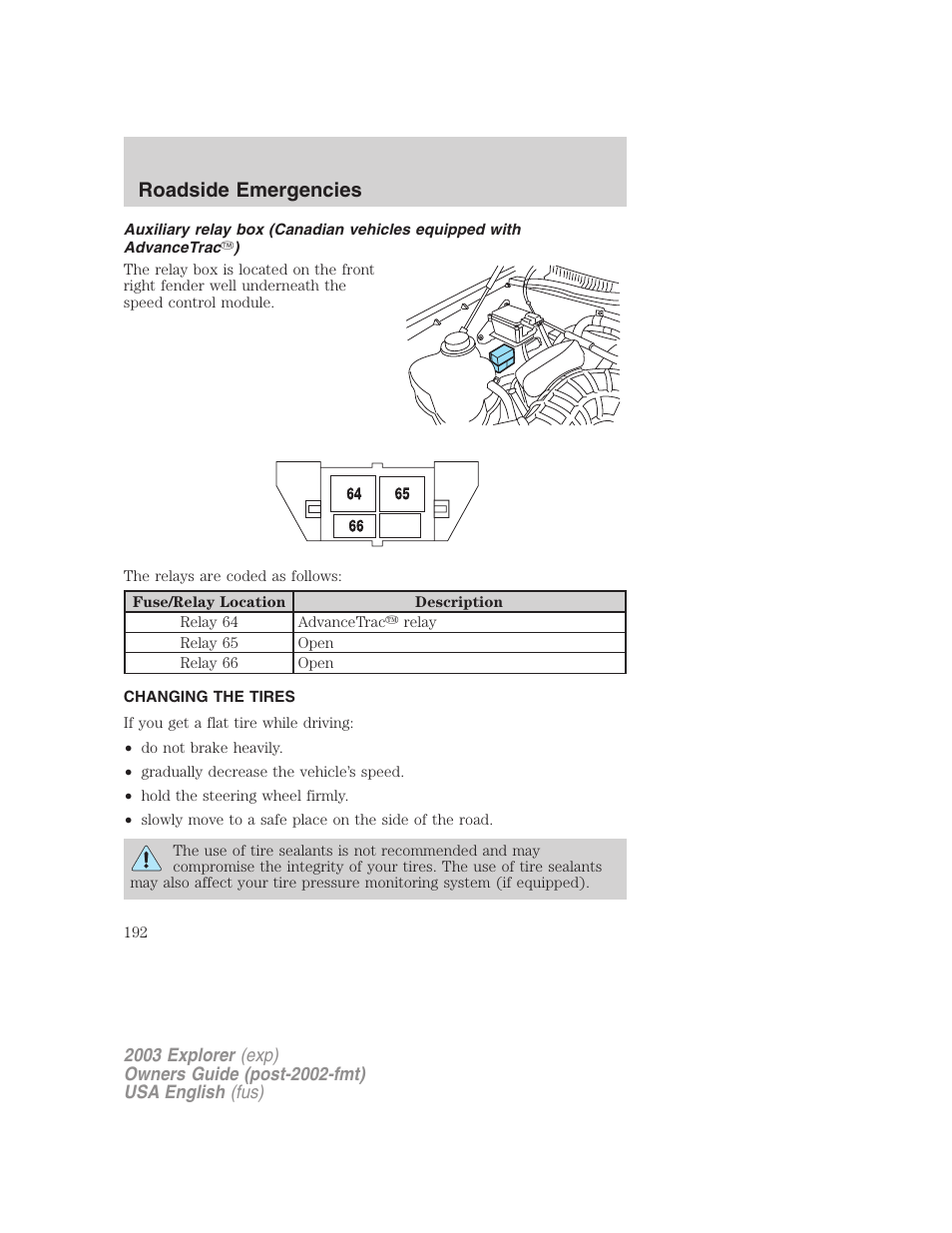Roadside emergencies | FORD 2003 Explorer v.5 User Manual | Page 192 / 280