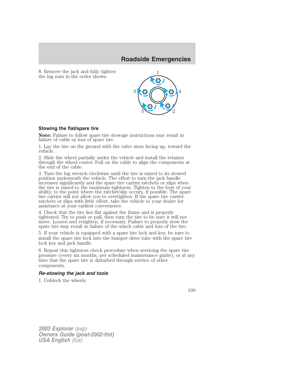 Roadside emergencies | FORD 2003 Explorer v.5 User Manual | Page 199 / 280