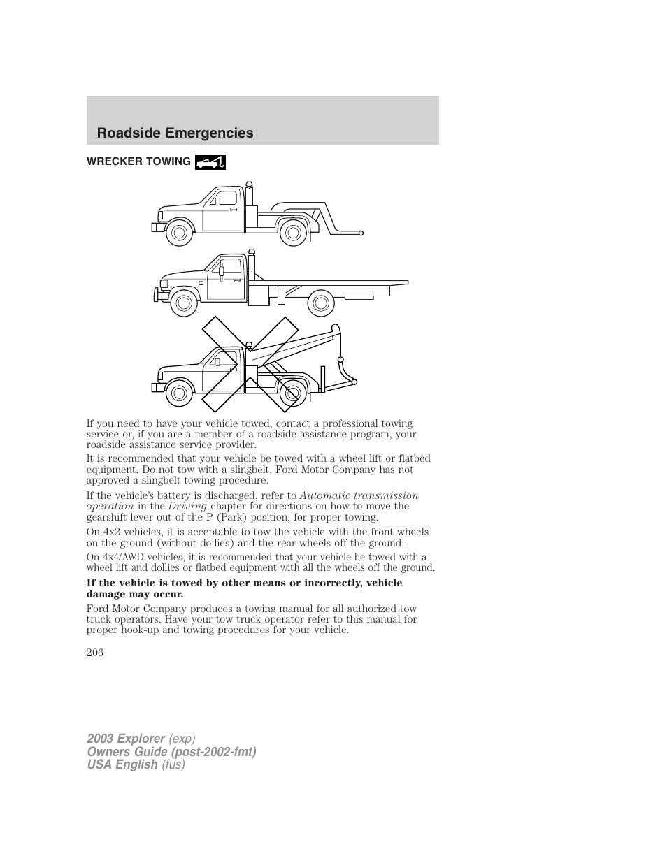 Roadside emergencies | FORD 2003 Explorer v.5 User Manual | Page 206 / 280