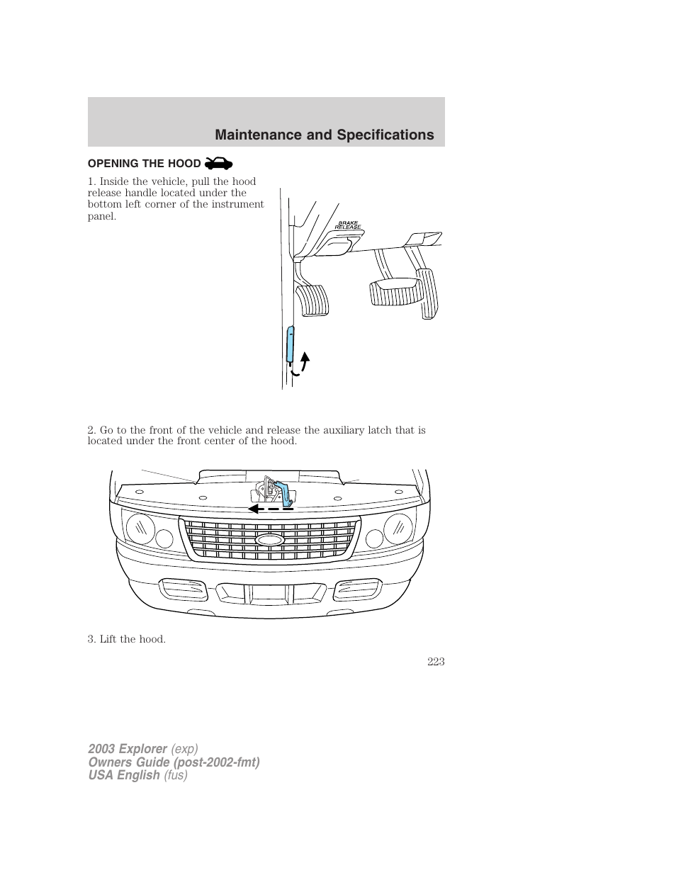 Maintenance and specifications | FORD 2003 Explorer v.5 User Manual | Page 223 / 280