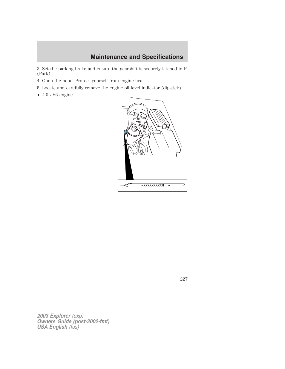 Maintenance and specifications | FORD 2003 Explorer v.5 User Manual | Page 227 / 280