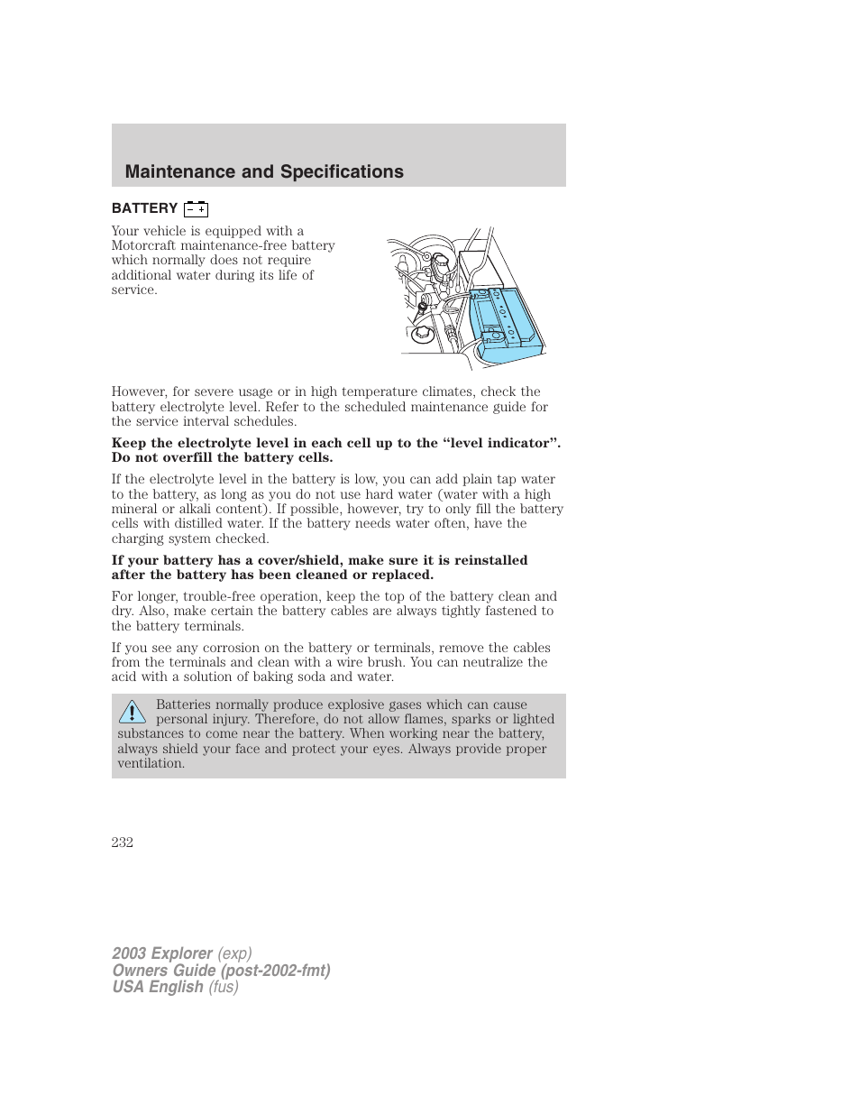 Maintenance and specifications | FORD 2003 Explorer v.5 User Manual | Page 232 / 280
