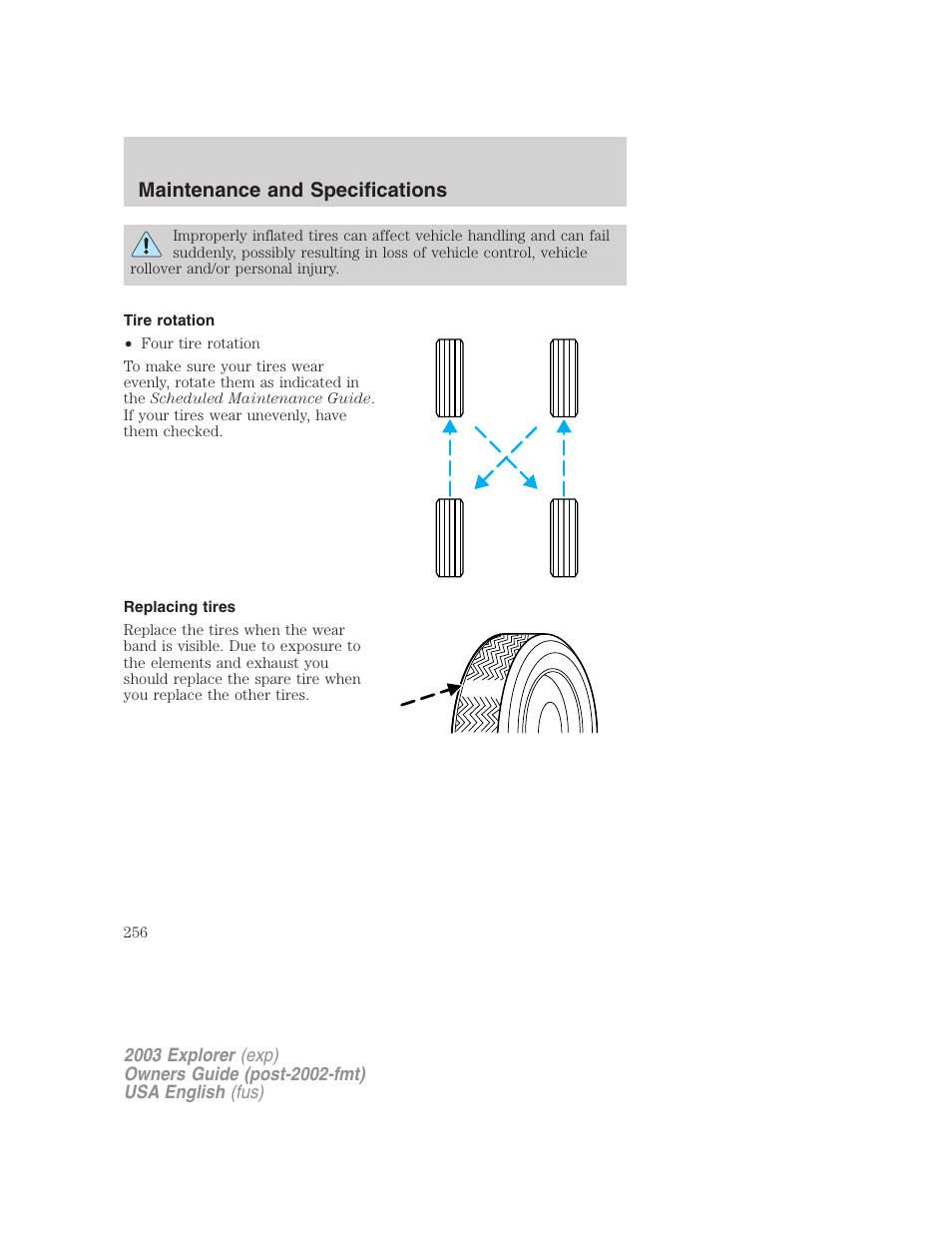 Maintenance and specifications | FORD 2003 Explorer v.5 User Manual | Page 256 / 280