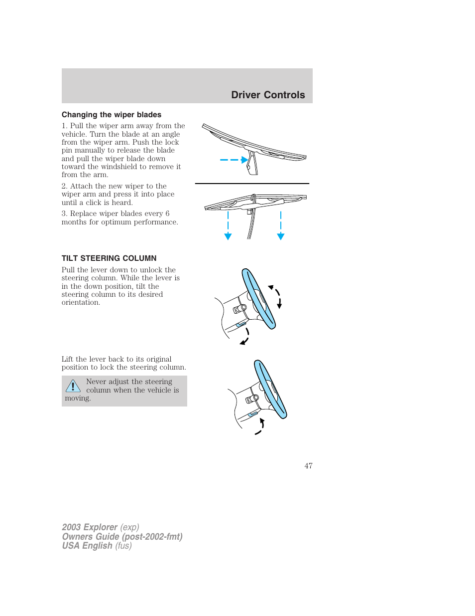 Driver controls | FORD 2003 Explorer v.5 User Manual | Page 47 / 280