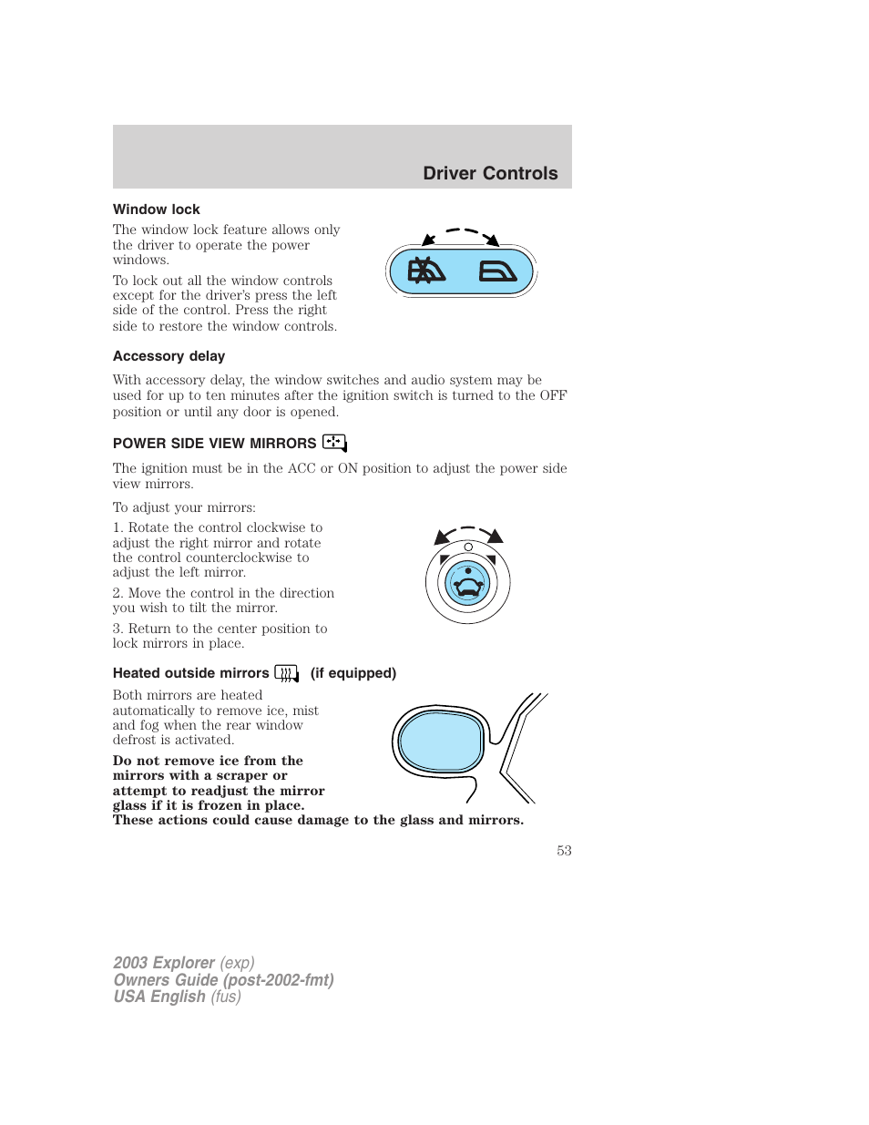 Driver controls | FORD 2003 Explorer v.5 User Manual | Page 53 / 280