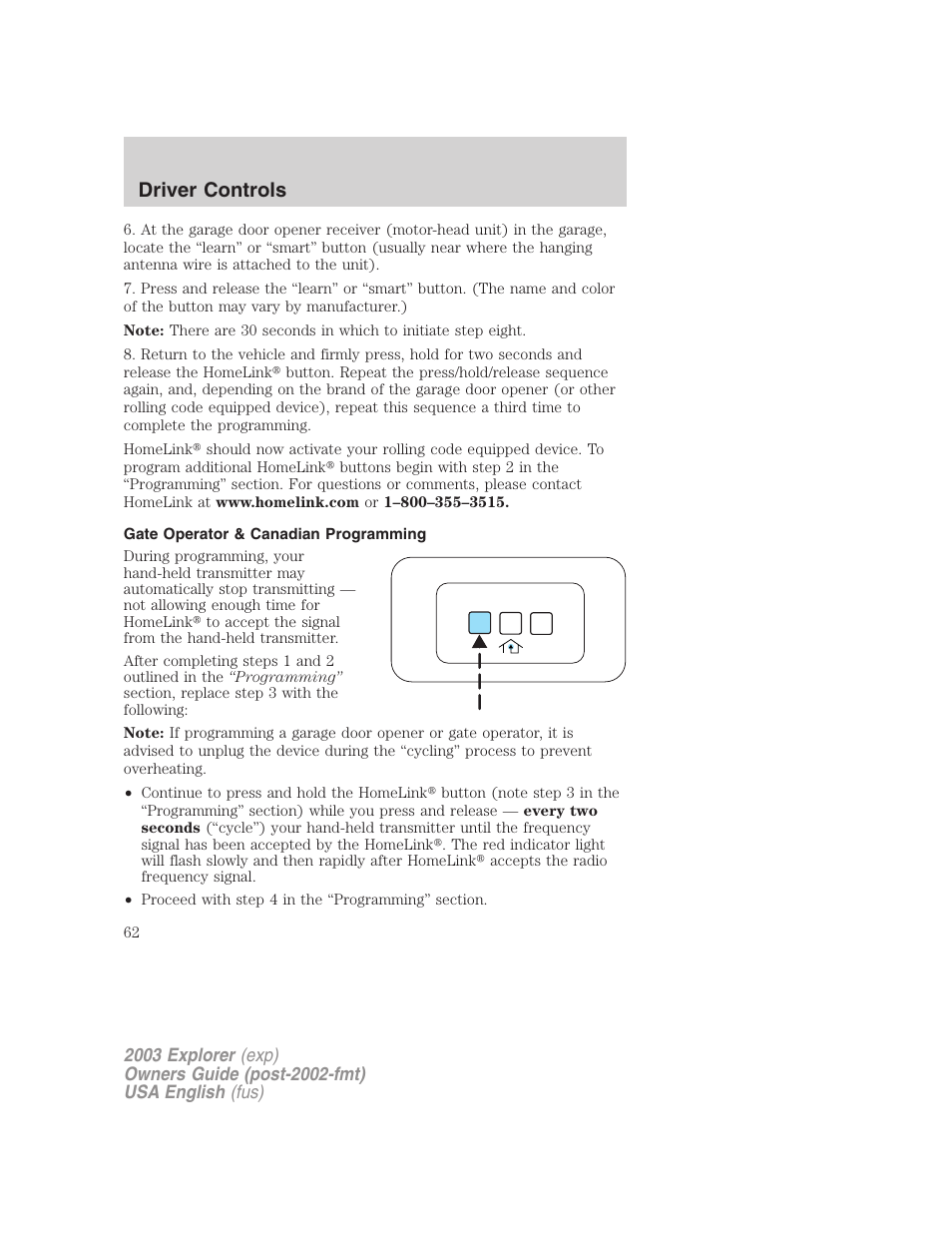 Driver controls | FORD 2003 Explorer v.5 User Manual | Page 62 / 280