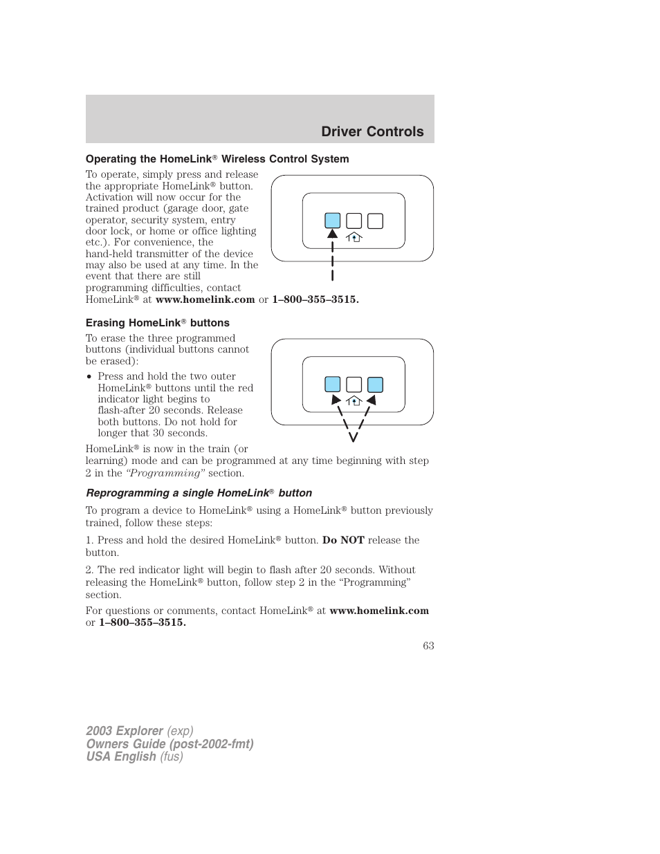 Driver controls | FORD 2003 Explorer v.5 User Manual | Page 63 / 280
