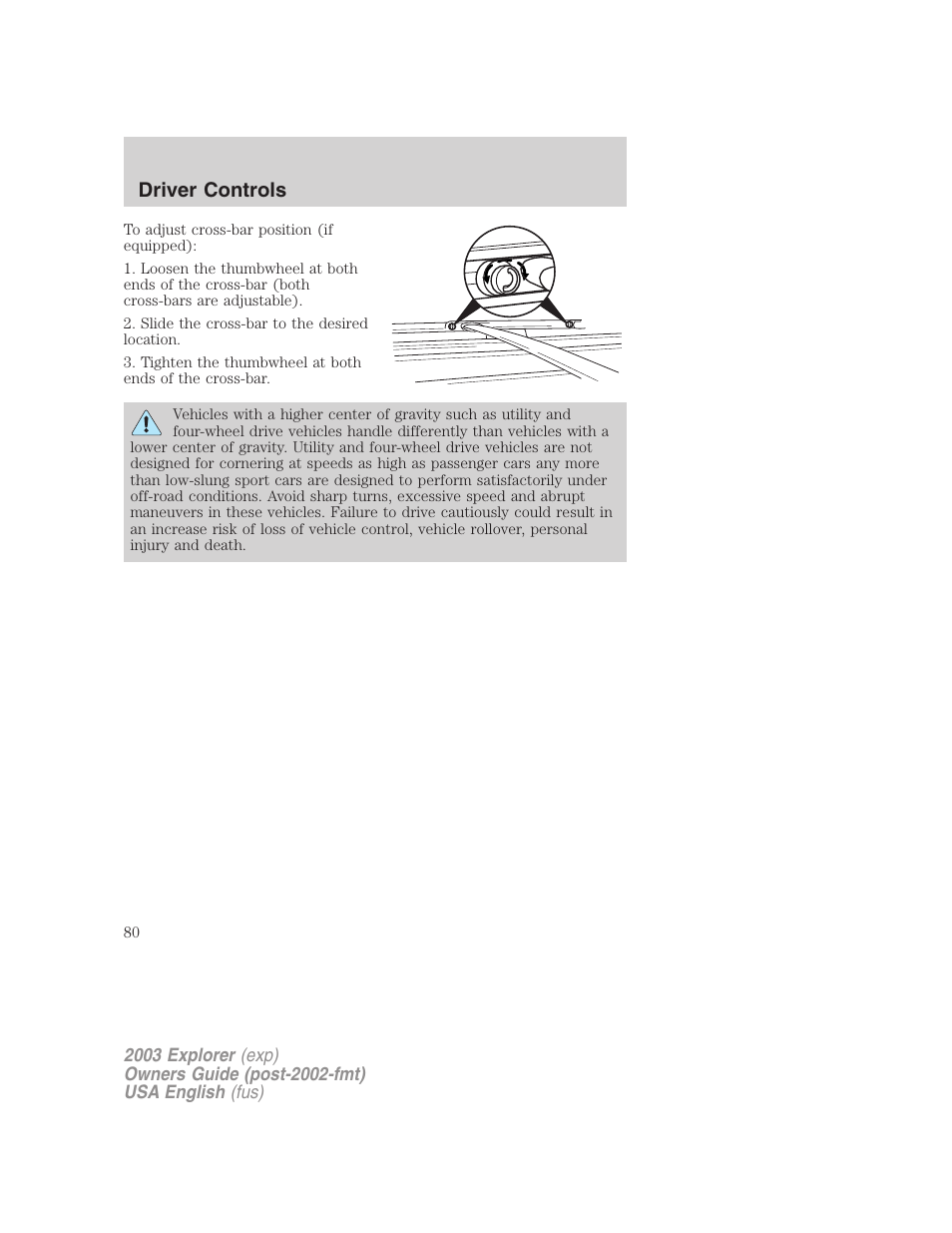 Driver controls | FORD 2003 Explorer v.5 User Manual | Page 80 / 280