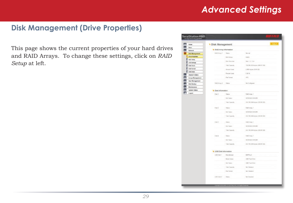 Advanced settings | Buffalo Technology TeraStation Pro II TS-HTGL/R5 User Manual | Page 29 / 79