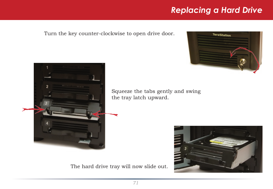 Replacing a hard drive | Buffalo Technology TeraStation Pro II TS-HTGL/R5 User Manual | Page 71 / 79