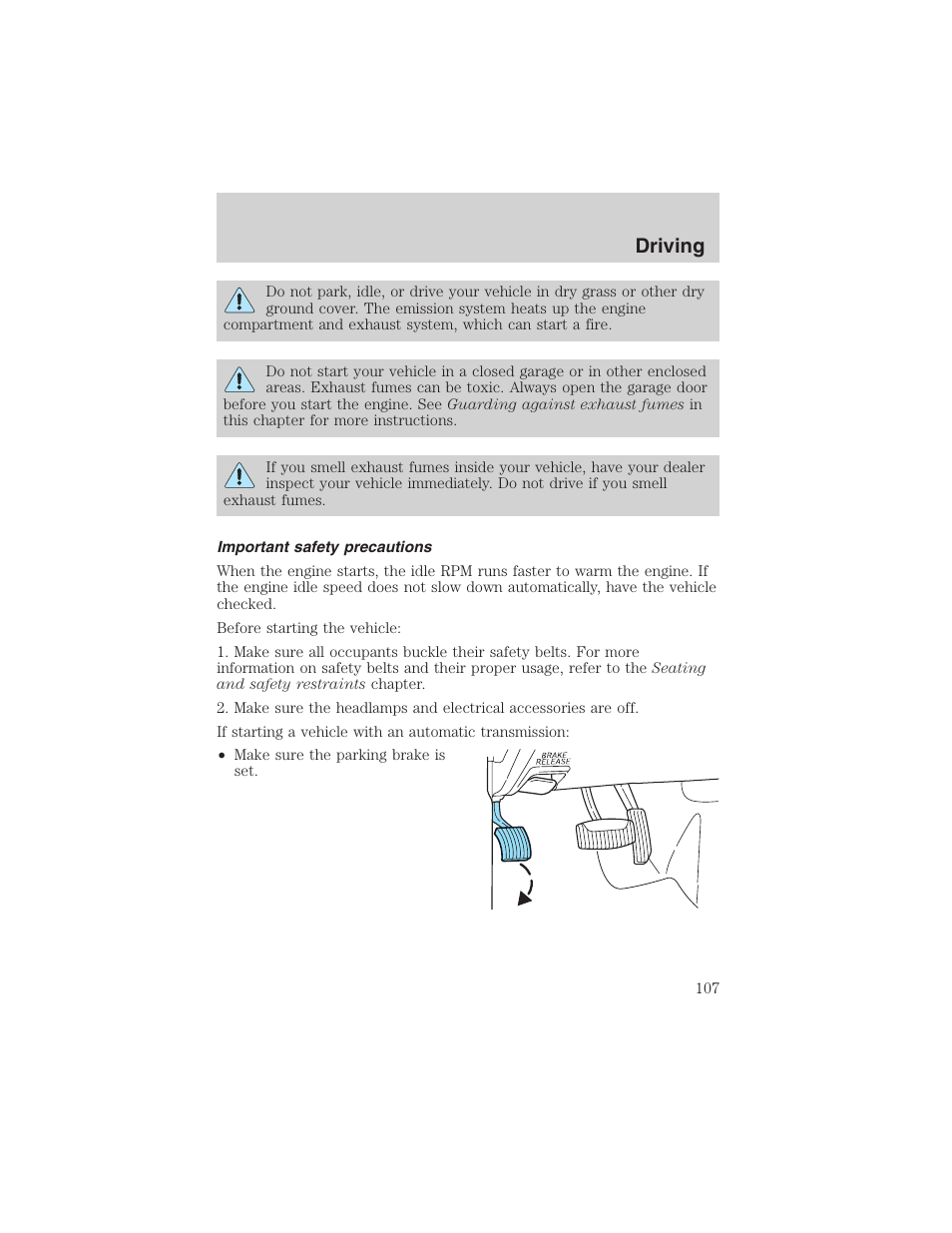 Driving | FORD 2003 Explorer Sport Trac v.1 User Manual | Page 107 / 216