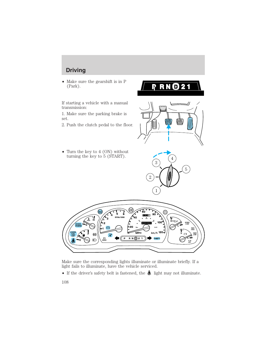 Driving | FORD 2003 Explorer Sport Trac v.1 User Manual | Page 108 / 216