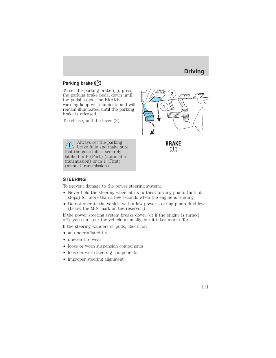 Driving | FORD 2003 Explorer Sport Trac v.1 User Manual | Page 111 / 216