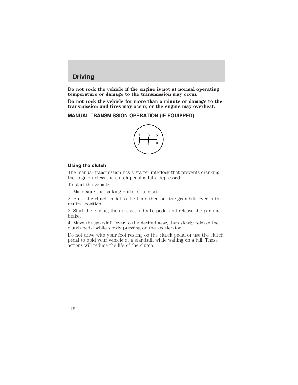 Driving | FORD 2003 Explorer Sport Trac v.1 User Manual | Page 116 / 216