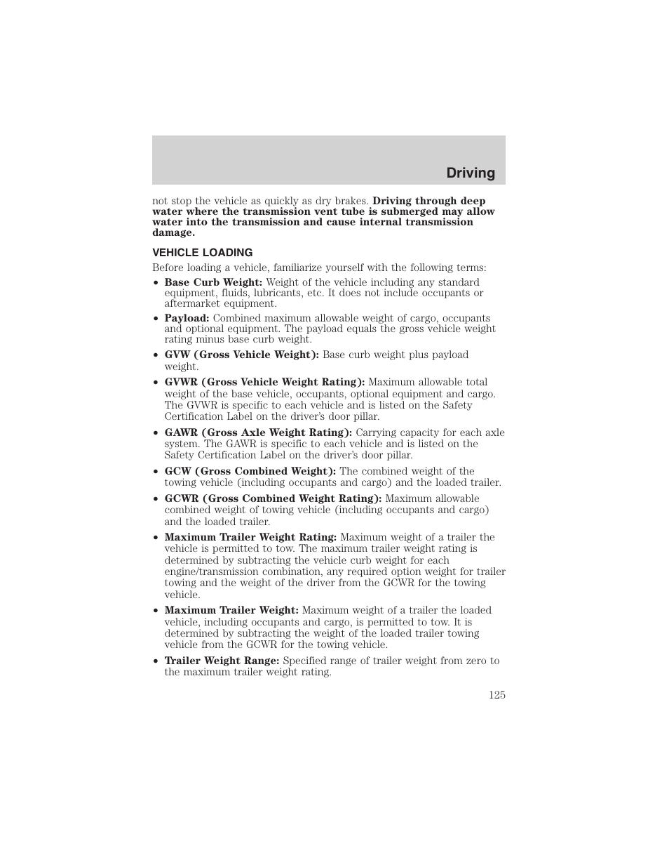 Driving | FORD 2003 Explorer Sport Trac v.1 User Manual | Page 125 / 216