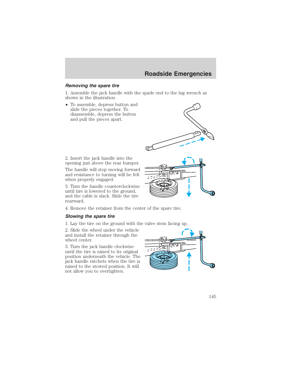 Roadside emergencies | FORD 2003 Explorer Sport Trac v.1 User Manual | Page 145 / 216