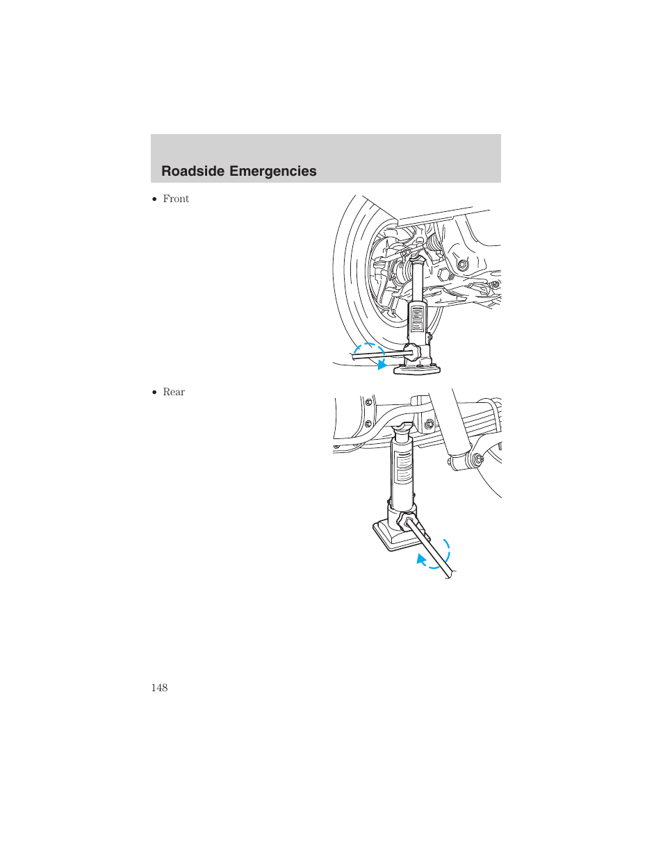 Roadside emergencies | FORD 2003 Explorer Sport Trac v.1 User Manual | Page 148 / 216