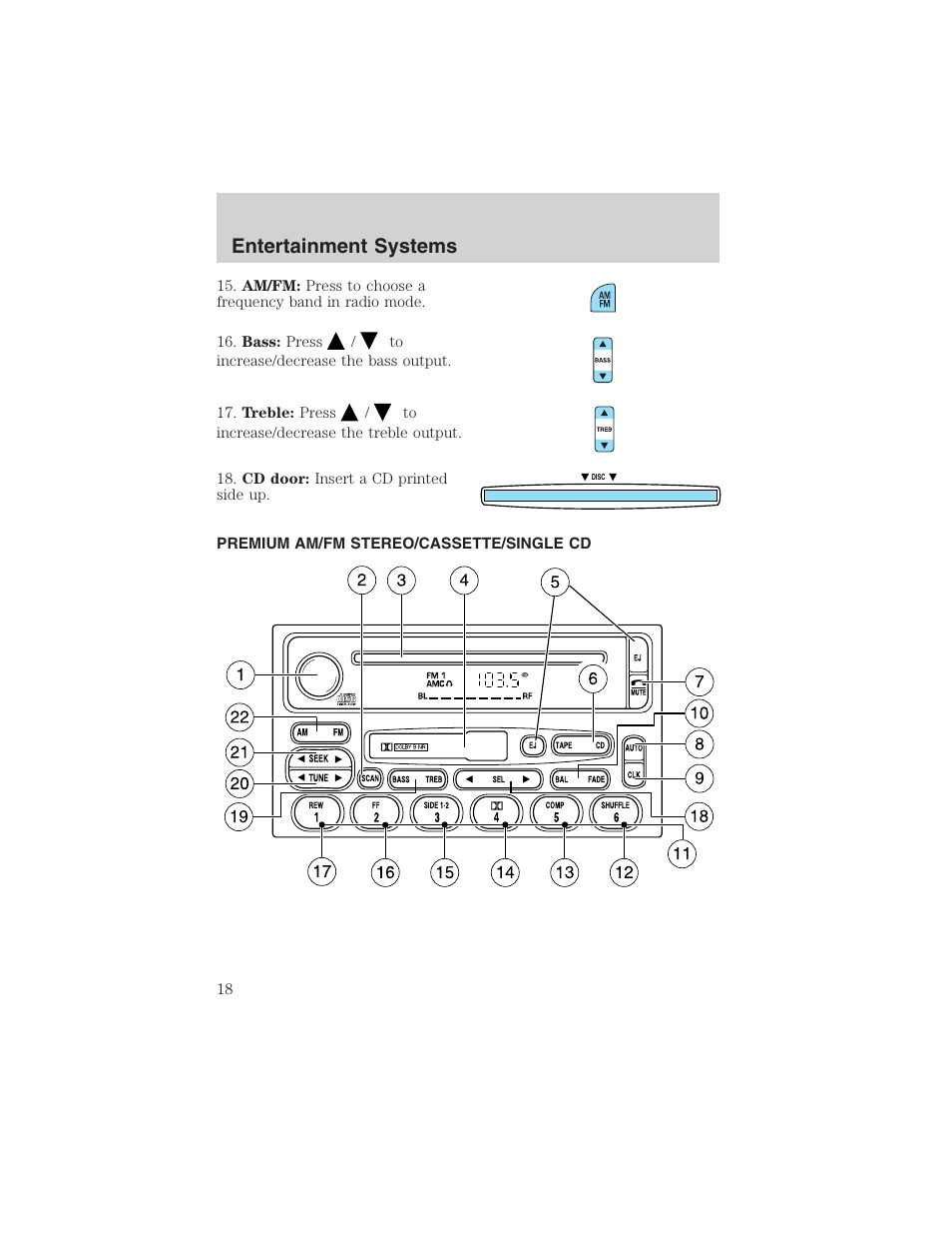 Entertainment systems | FORD 2003 Explorer Sport Trac v.1 User Manual | Page 18 / 216