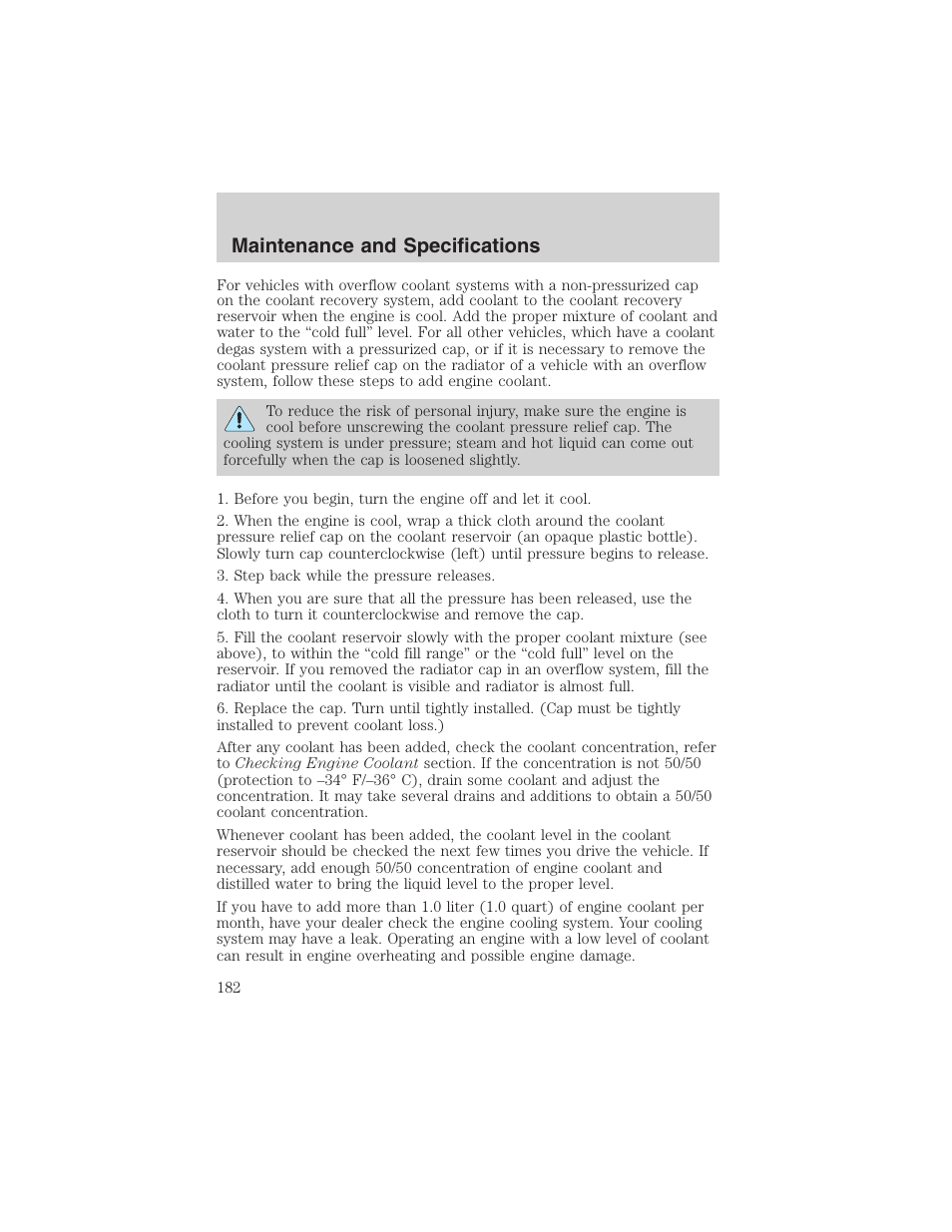 Maintenance and specifications | FORD 2003 Explorer Sport Trac v.1 User Manual | Page 182 / 216
