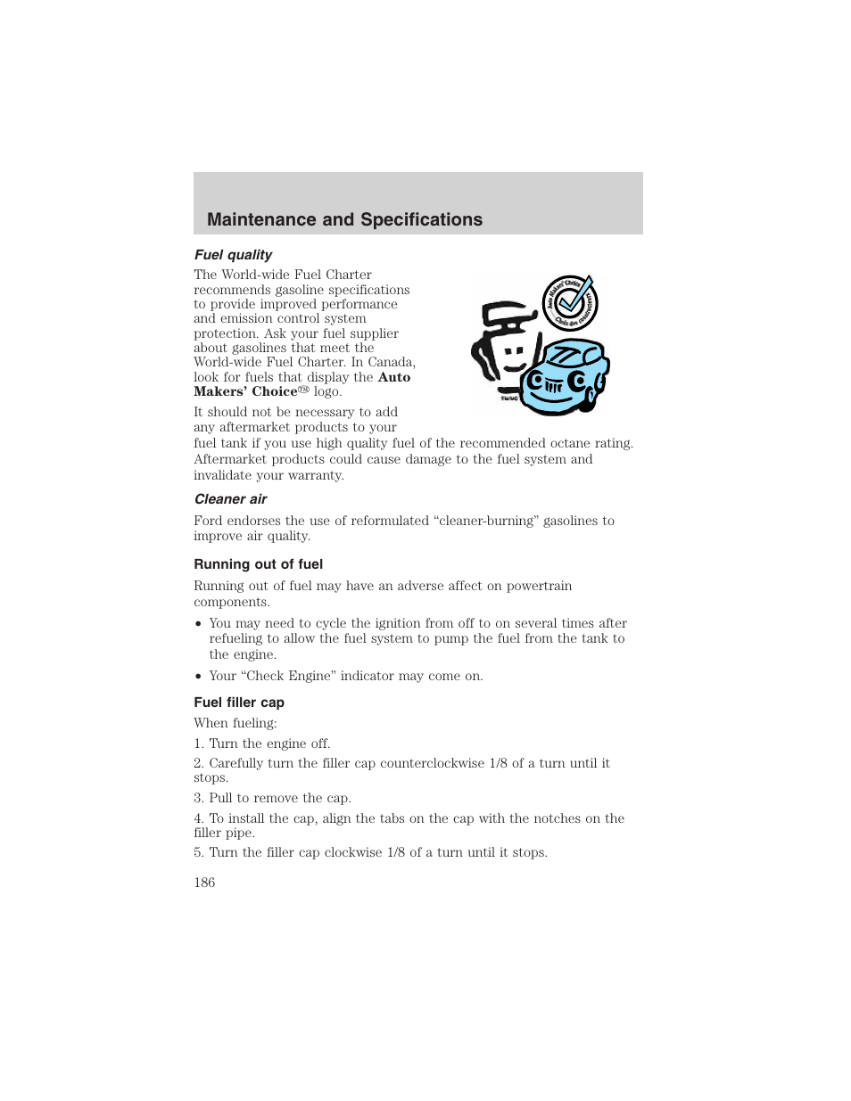 Maintenance and specifications | FORD 2003 Explorer Sport Trac v.1 User Manual | Page 186 / 216