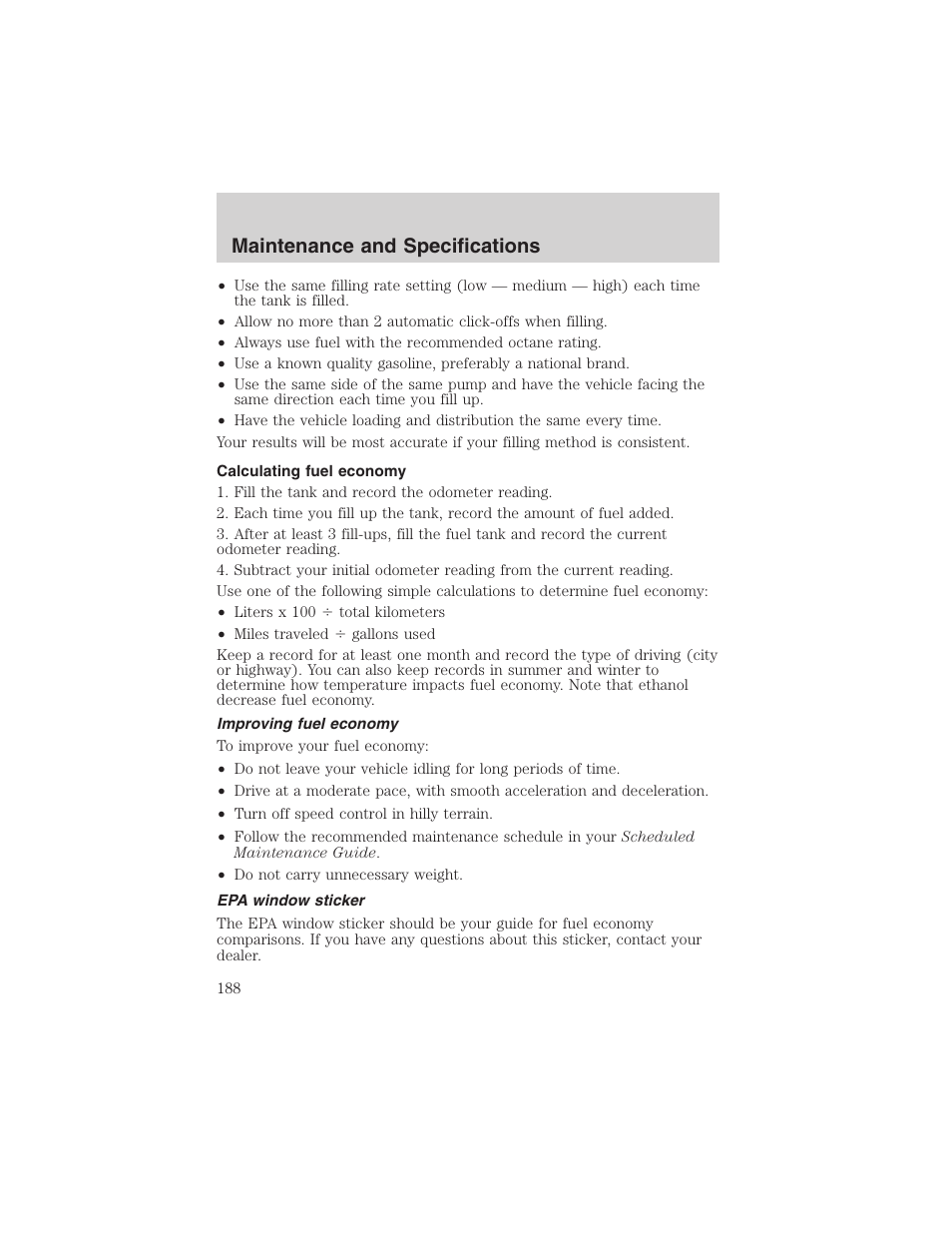 Maintenance and specifications | FORD 2003 Explorer Sport Trac v.1 User Manual | Page 188 / 216