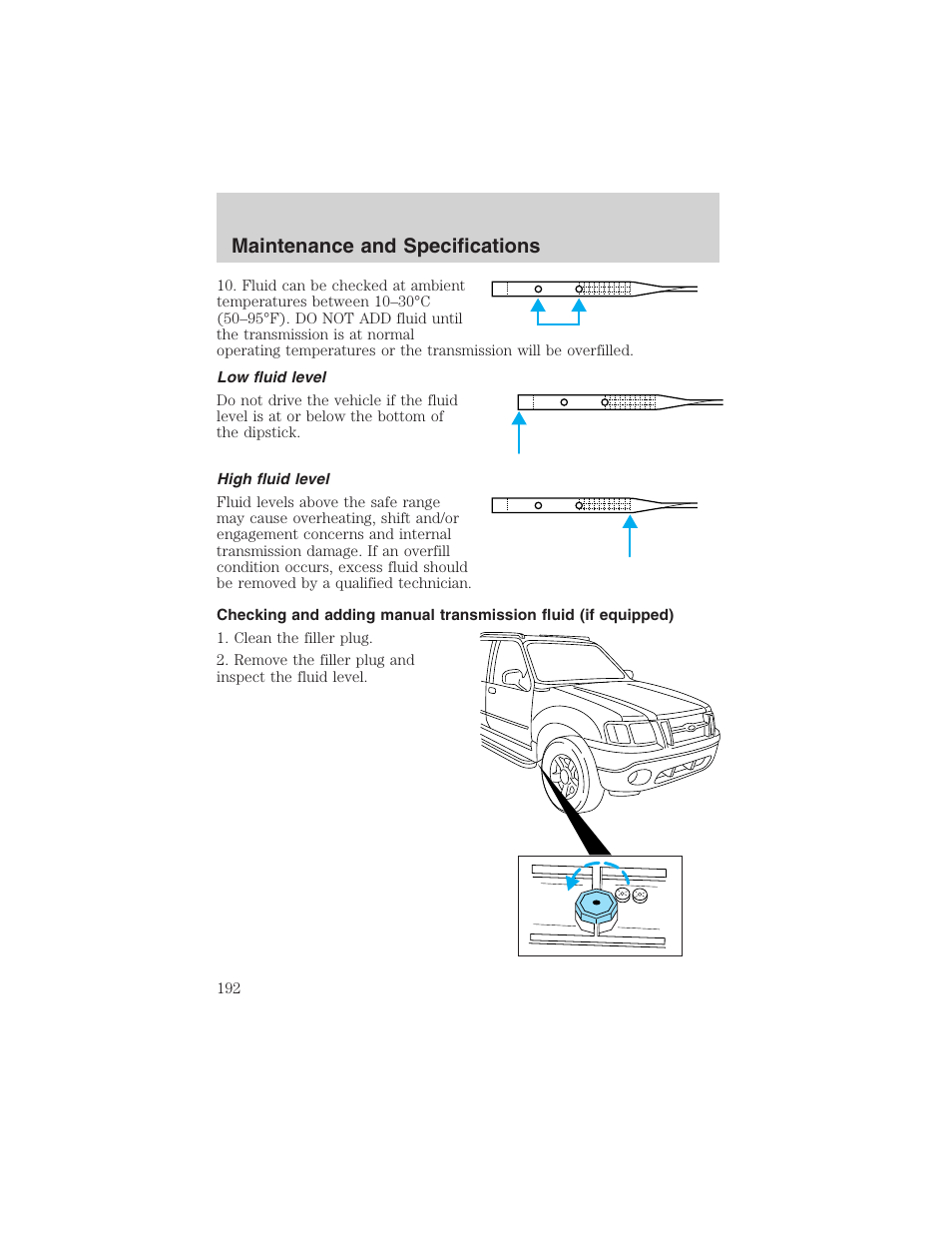 Maintenance and specifications | FORD 2003 Explorer Sport Trac v.1 User Manual | Page 192 / 216