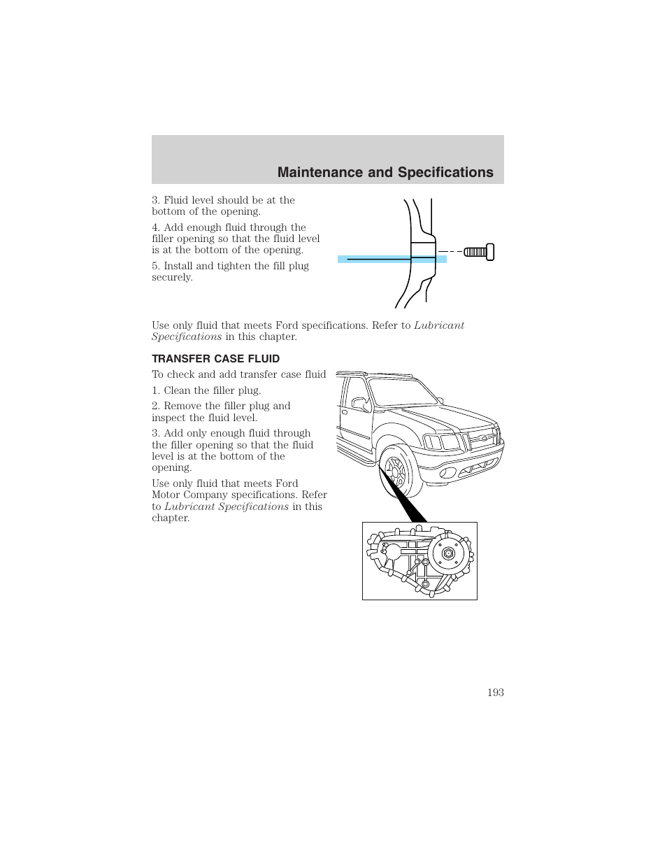 Maintenance and specifications | FORD 2003 Explorer Sport Trac v.1 User Manual | Page 193 / 216