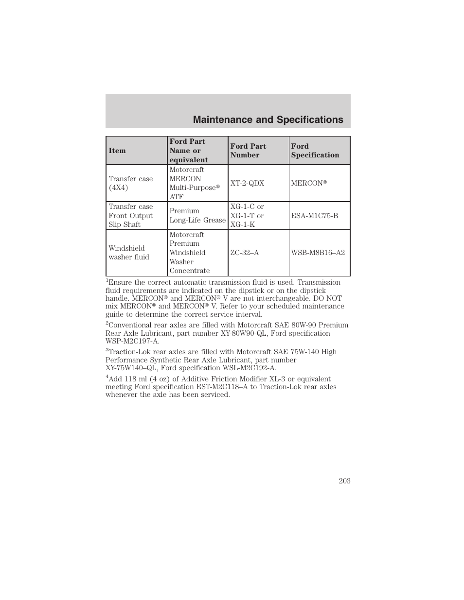 Maintenance and specifications | FORD 2003 Explorer Sport Trac v.1 User Manual | Page 203 / 216