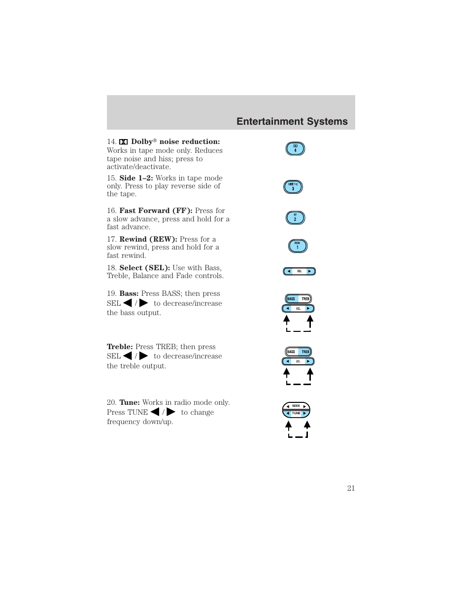 Entertainment systems | FORD 2003 Explorer Sport Trac v.1 User Manual | Page 21 / 216