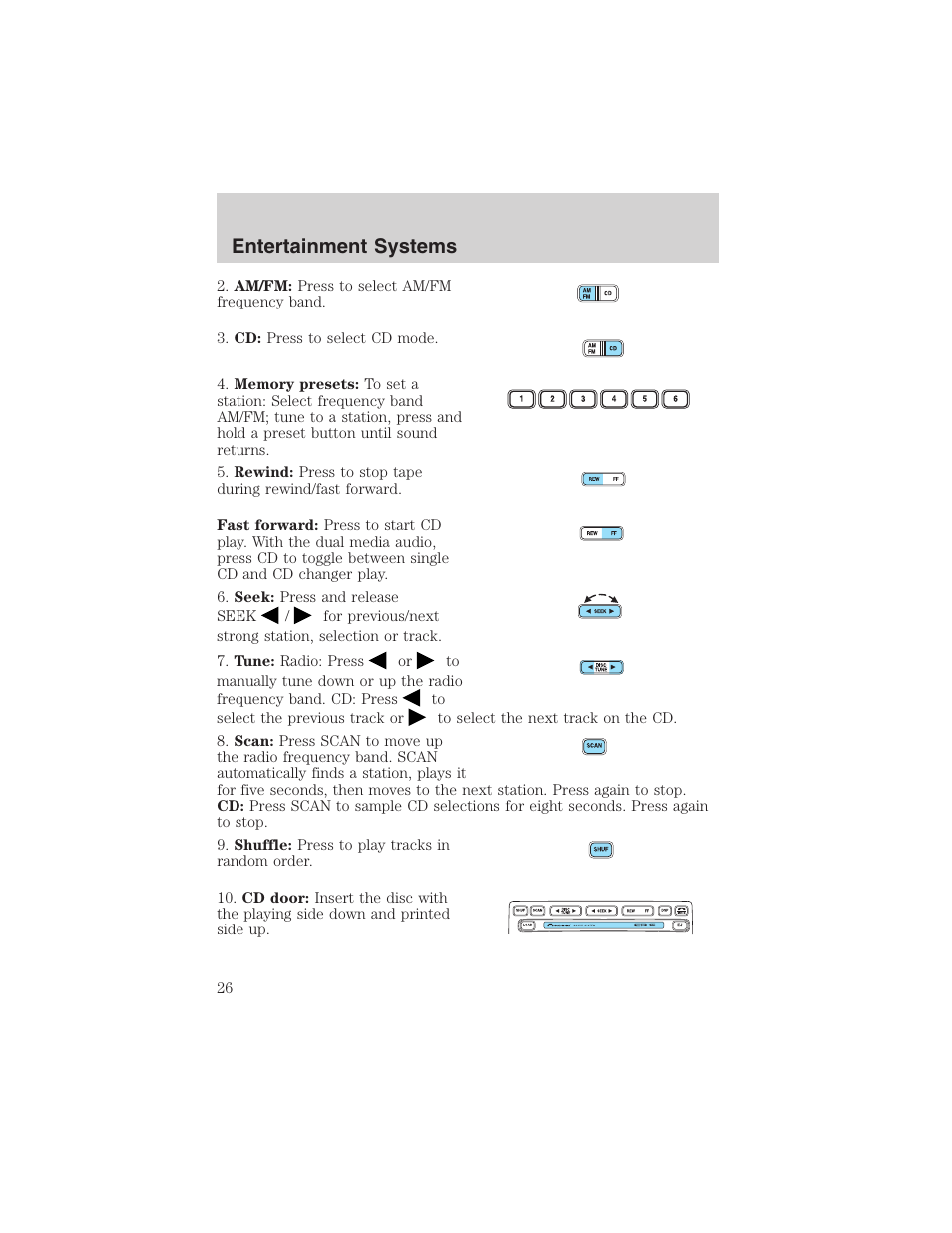 Entertainment systems | FORD 2003 Explorer Sport Trac v.1 User Manual | Page 26 / 216