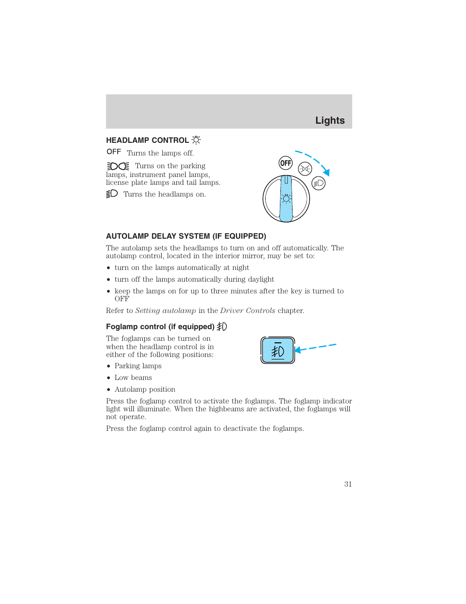 Lights | FORD 2003 Explorer Sport Trac v.1 User Manual | Page 31 / 216