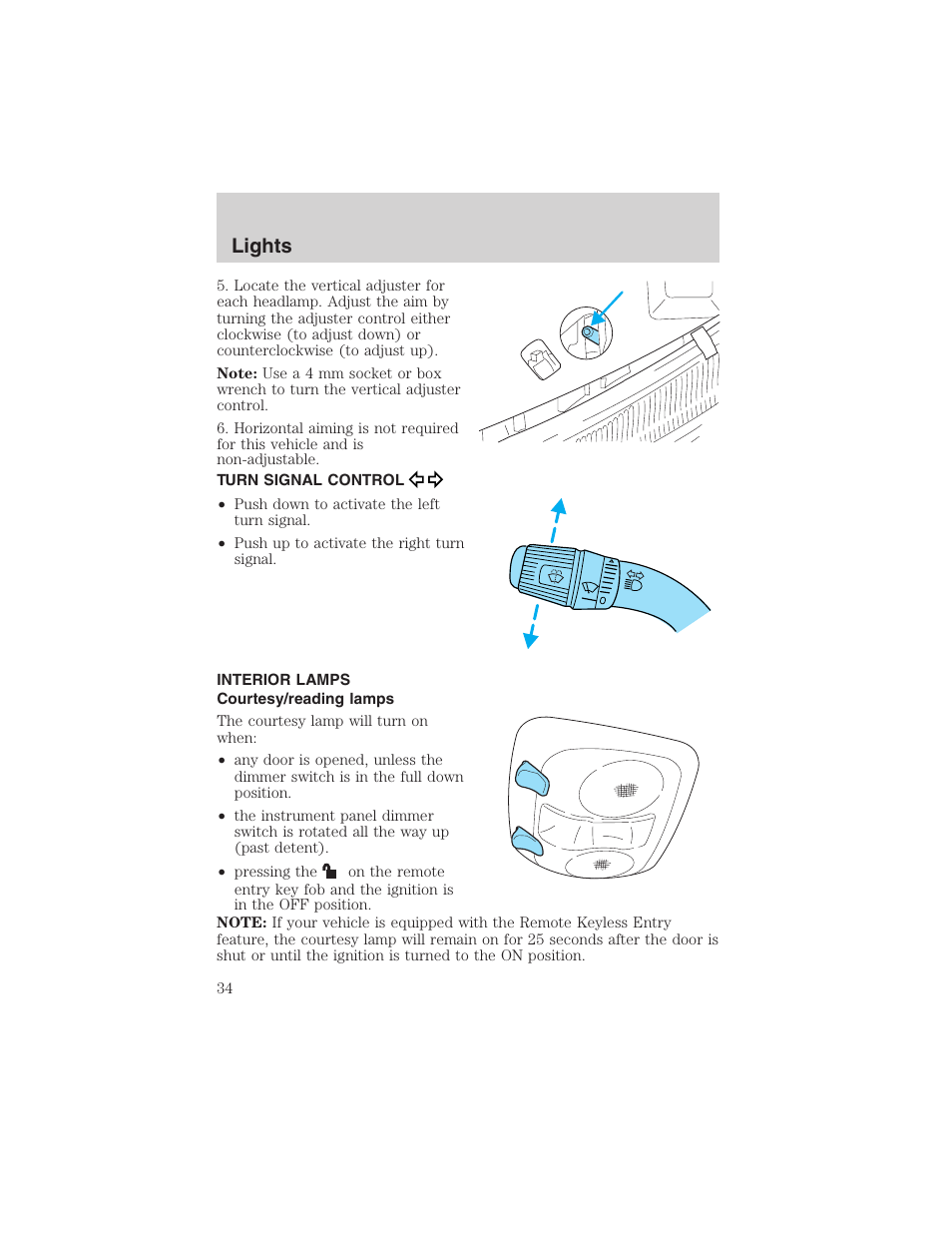 Lights | FORD 2003 Explorer Sport Trac v.1 User Manual | Page 34 / 216