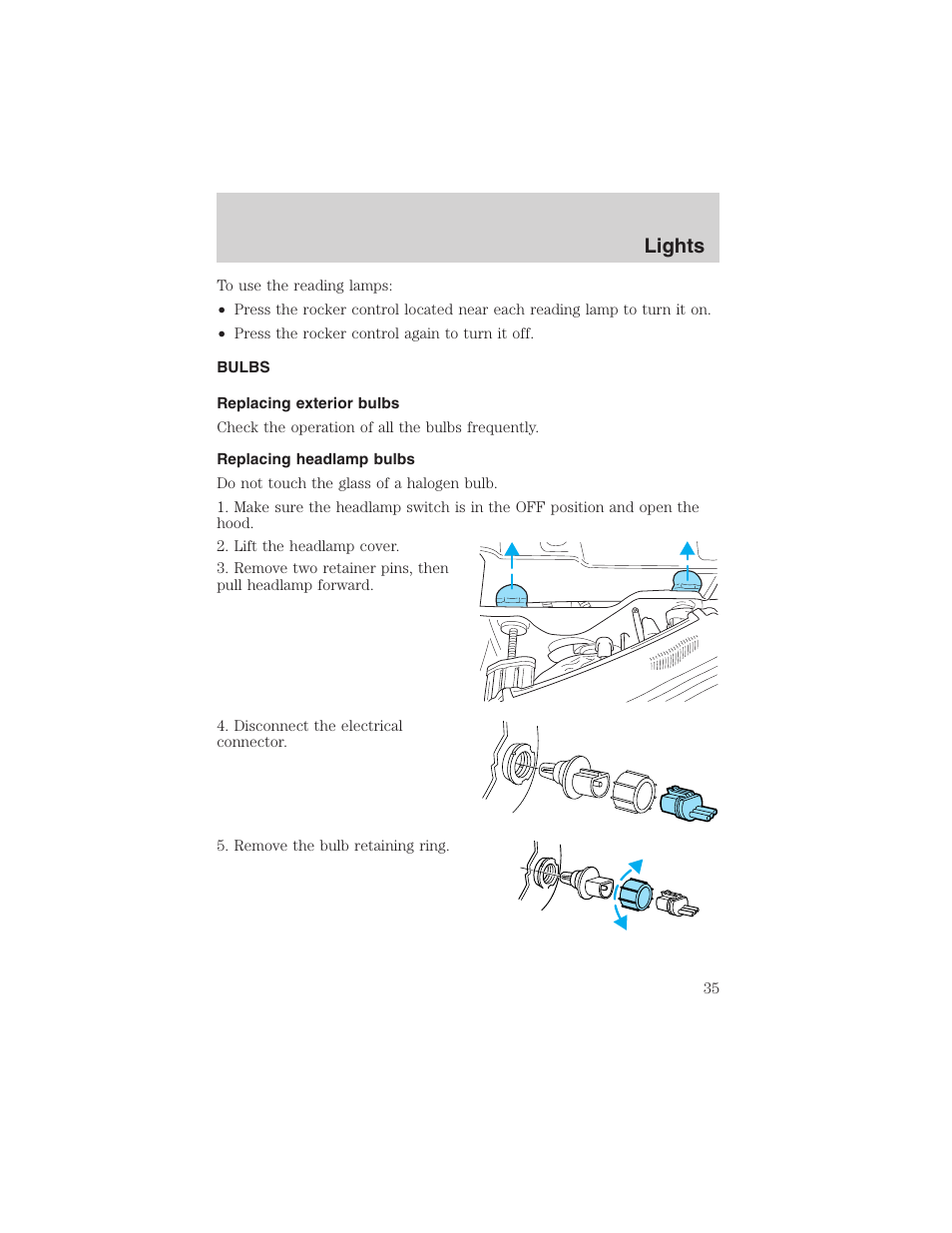 Lights | FORD 2003 Explorer Sport Trac v.1 User Manual | Page 35 / 216