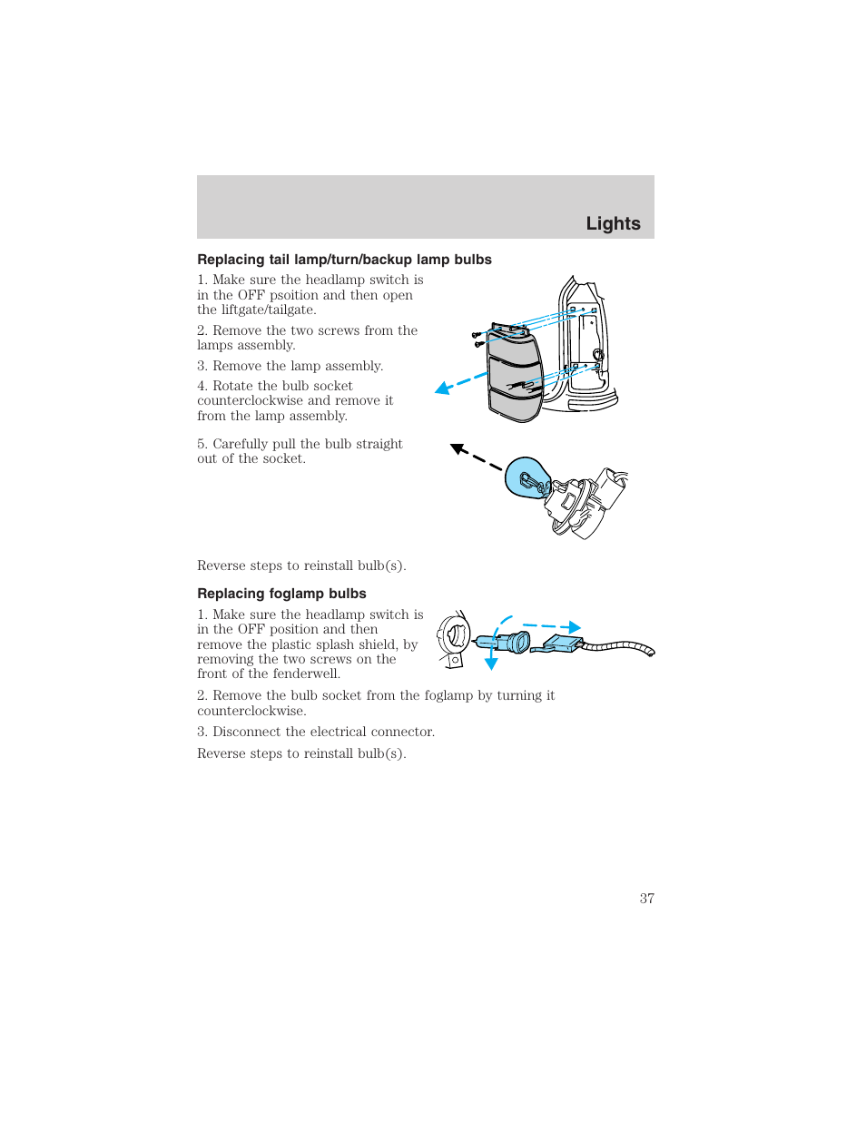 Lights | FORD 2003 Explorer Sport Trac v.1 User Manual | Page 37 / 216