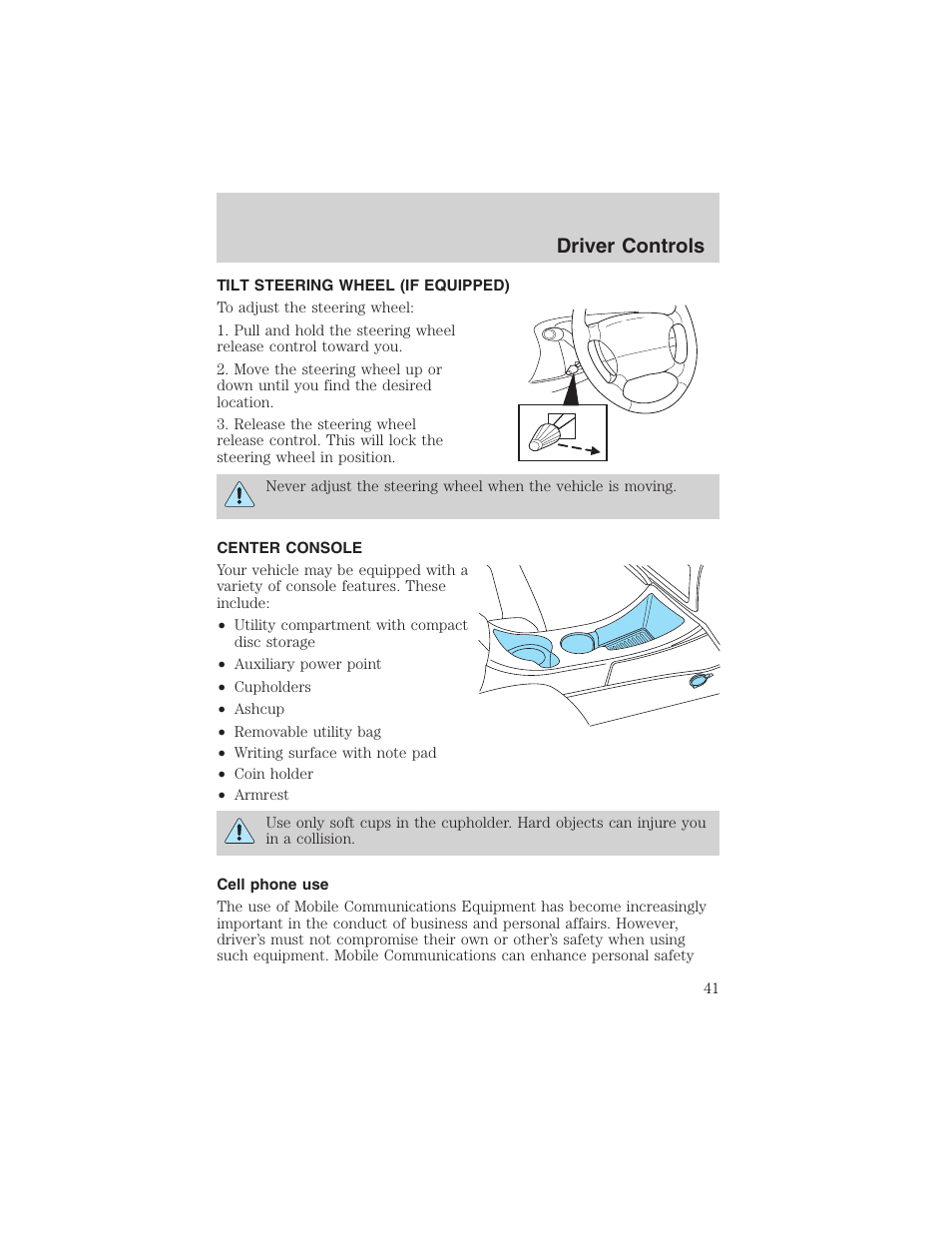 Driver controls | FORD 2003 Explorer Sport Trac v.1 User Manual | Page 41 / 216