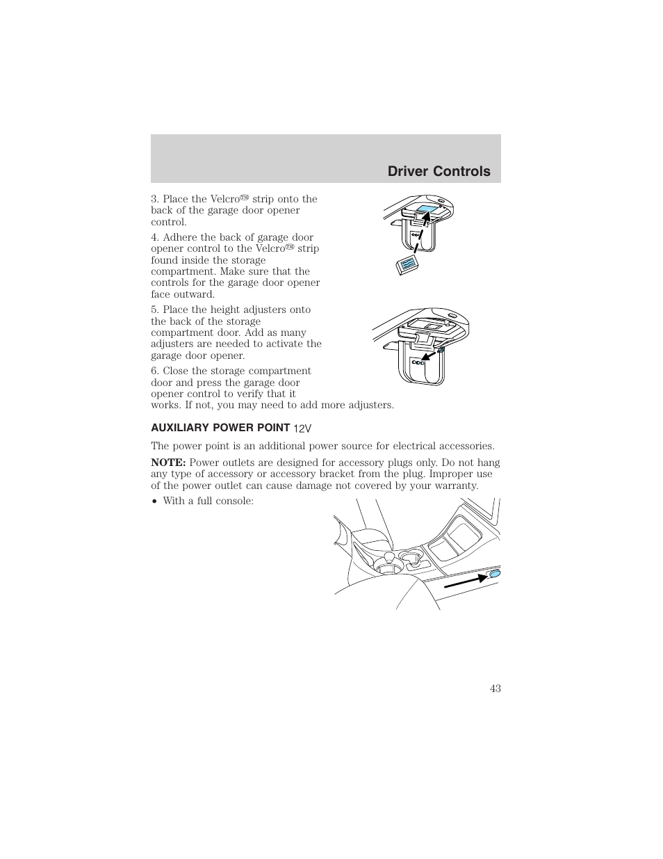 Driver controls | FORD 2003 Explorer Sport Trac v.1 User Manual | Page 43 / 216